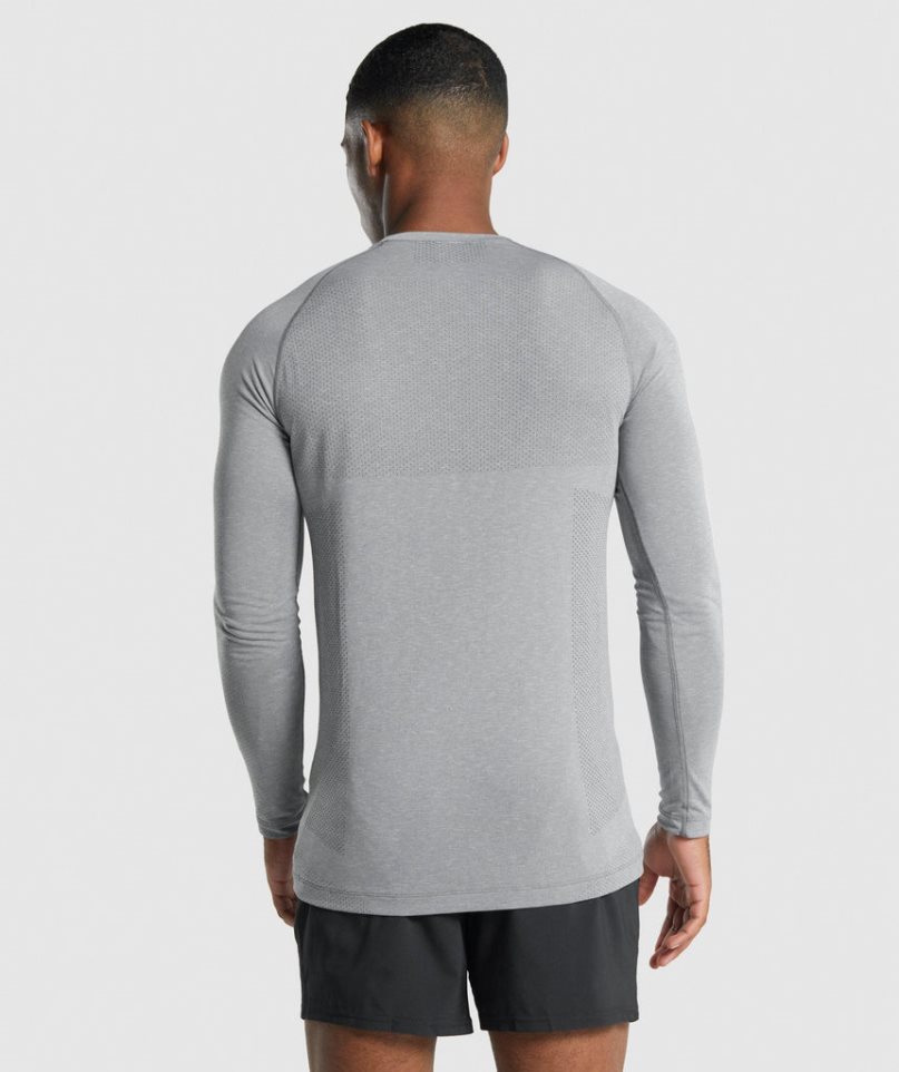 Men's Gymshark Vital Light Seamless Long Sleeve T-Shirts Grey | NZ 5XKVNL